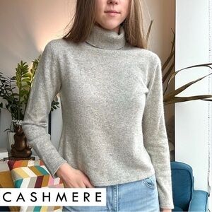 Autumn Cashmere Cashmere Gray Turtleneck Long Sleeve Sweater Petite M